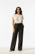 Black Linen Wide Leg Trousers