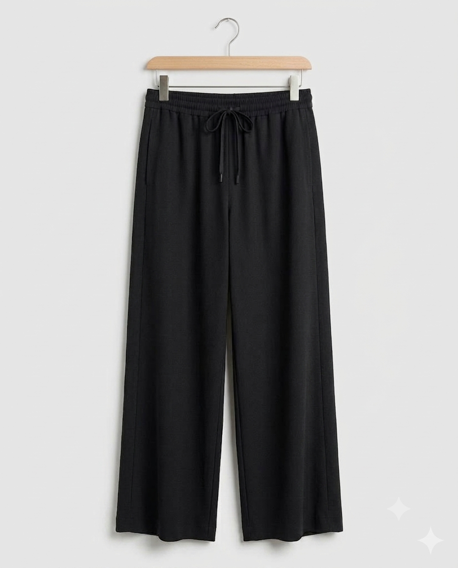 Black Linen Wide Leg Trousers