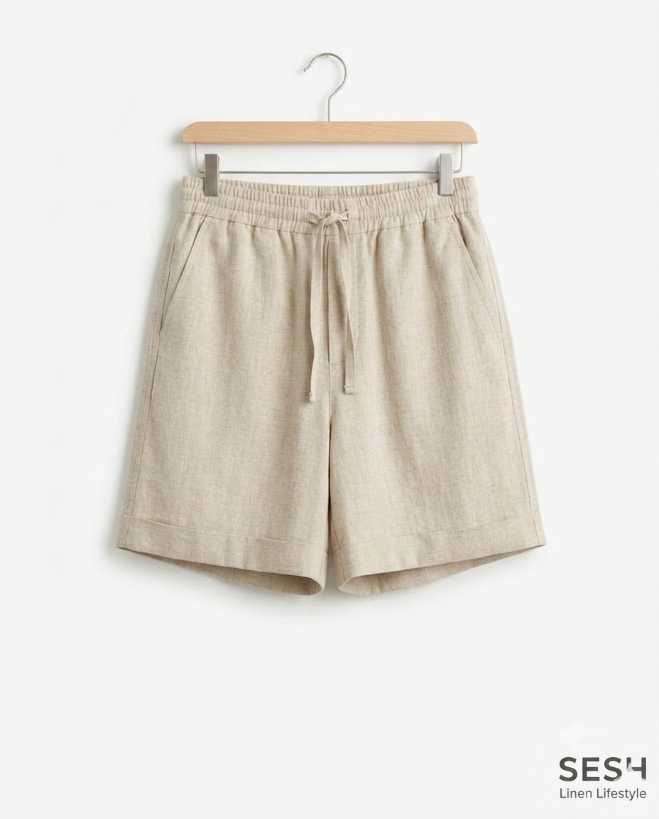 Beige Linen Shorts