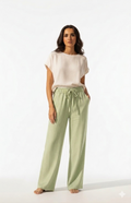 Sage Green Linen Wide-Leg Trousers