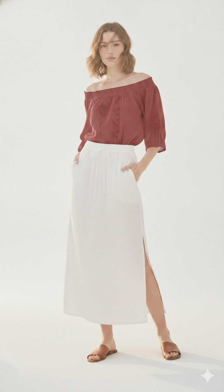 White Linen Skirt