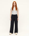 Black Wide-Leg Trousers with White Side Stripe
